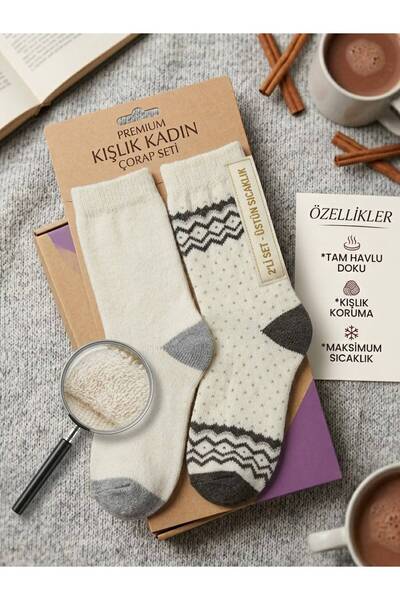 H&N Socks مجموعة من 2 جوارب نسائية شتوية سميكة من الصوف الحراري