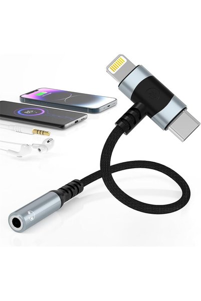 AZONEE محول من Lightning إلى مقبس سماعة رأس 3.5 ملم - محول 2 في 1 من النوع C ...