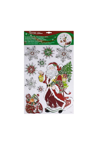 OEM Autocolante Decorative de Crăciun Fulgi Moș Crăciun Sac Verde Roșu 28x41c...