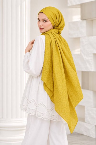 minelesarp Women's Cotton Jacquard Aerobin Shawl - Non-Ironing Non-Slip Patte...