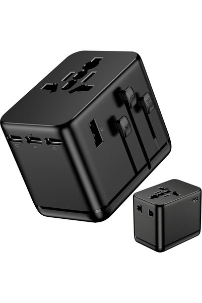Generic محول طاقة عالمي للسفر، 4 منافذ USB-C و 1 منفذ USB-A، محول عالمي بقدرة...