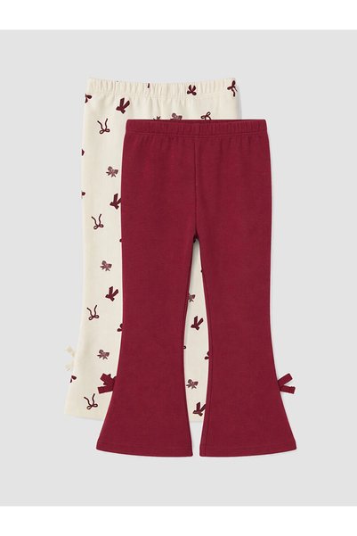 LC Waikiki Burgundy 2-Piece Baby Girl Spanish Leggings