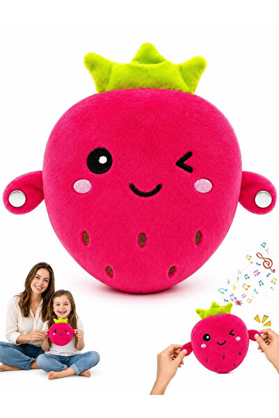Generic Musical Touch-Responsive Pink Strawberry Plush Toy – Interactive Fruit Piano for Children