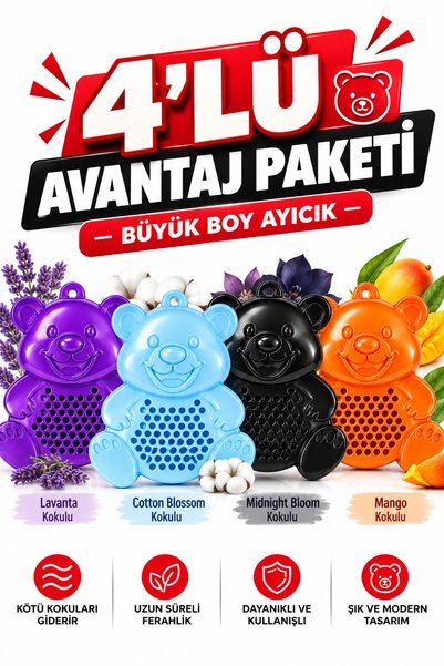 ONLY EVOBEYOND Koku Kalkanı Büyük Boy Ayıcık 4'lü Avantajlı Set – Lavanta, Co...