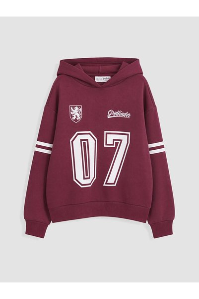 LC Waikiki Bordo Harry Potter Baskılı Kız Çocuk Kalın Sweatshirt