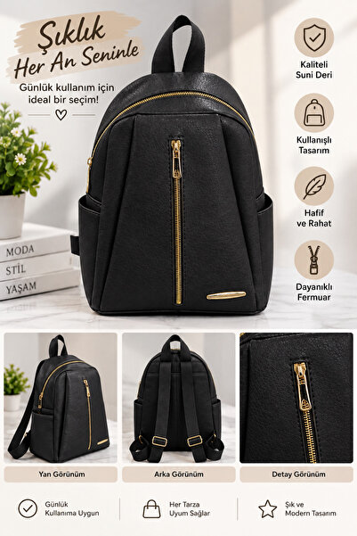 Gebiç Women's Bag Black Backpack and Shoulder Bag