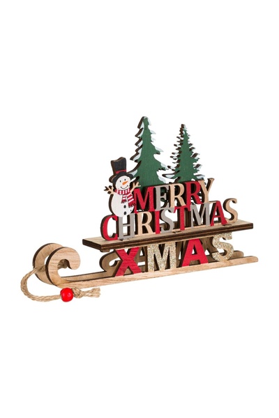 OEM Decorațiune de Crăciun din Lemn Sanie Merry Christmas 18cm, Decor Festiv