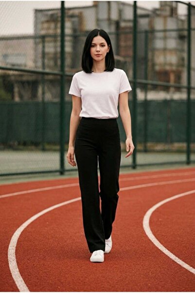 hies Women's High Waist Gathering Elastic Sports Pants, Length 106 Cm, Casual...