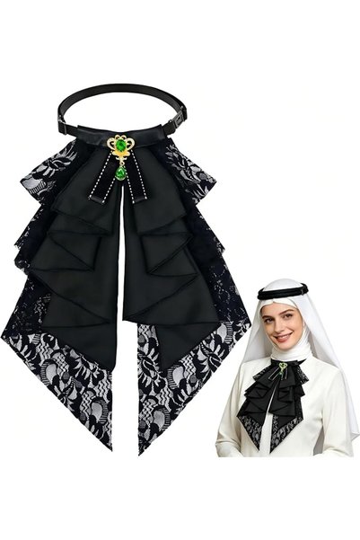 EXCEFORE ربطة عنق مزينة بالأحجار الكريمة والدانتيل للبدلات الرسمية وملابس الس...