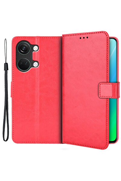 XGSM Husă tip portofel Crazy Horse pentru OnePlus Nord 3 5G, Roșu