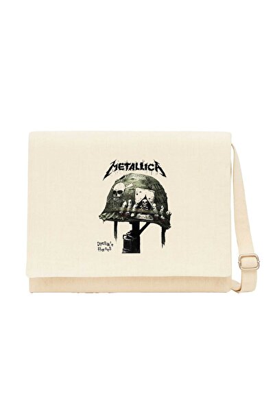 CrowsGate Geantă Messenger din pânză crem Metallica Diposable Heroes