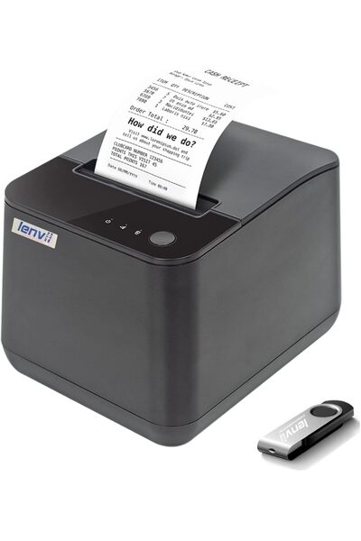 LENVII طابعة حرارية LV-R380 POS مقاس 80 مم مع قاطع تلقائي، طابعة إيصالات POS ...