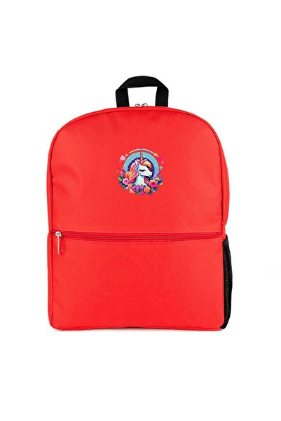 CrowsGate Charming Unicorn Backpack Red Color