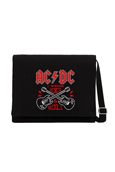 CrowsGate Ac Dc Wanna Черна платнена чанта през рамо