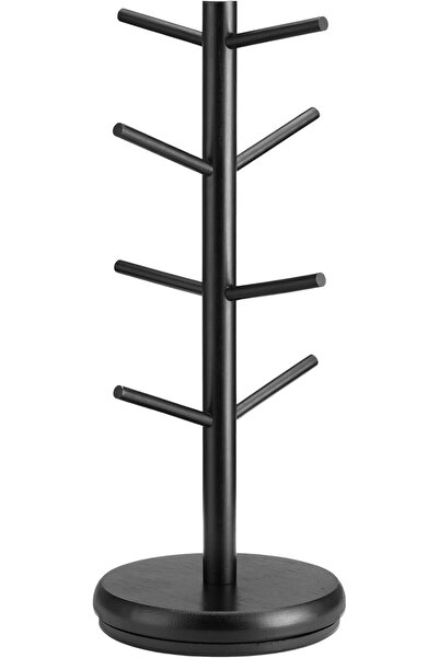 KASTWAVE Rotating Coffee Mug Tree Stand with 8 Hooks – 360° Swivel Wooden Cup...