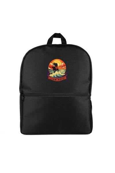 CrowsGate Rucsac cu design Cal care aleargă în mare, Culoare Neagră