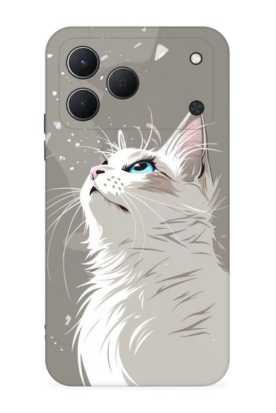 TECNO Spark 50 4G Kılıf Boutique Baskılı Resimli Beyaz Kedi Pcode -061