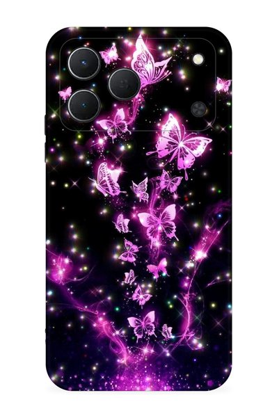 TECNO Spark 50 4G Kılıf Boutique Baskılı Resimli Pembe Neon Kelebekler Pcode ...