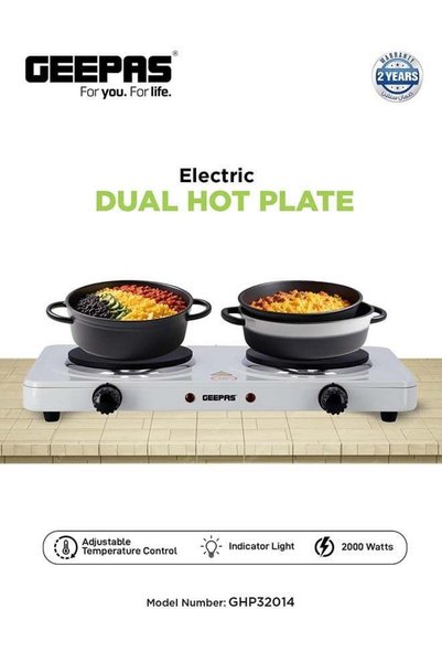 Generic Brand GEEPAS Dual Hot Plate | Overheat protection | Cast Iron Heating...