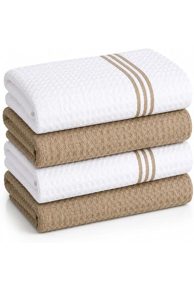Bliss Casa Kitchen Towel Set Pack of 4 (38 x 64 cm) - Cotton Dish Towels, Dur...