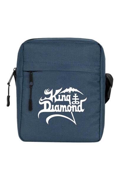 CrowsGate Geantă de umăr King Diamonds cu logo alb, culoare bleumarin