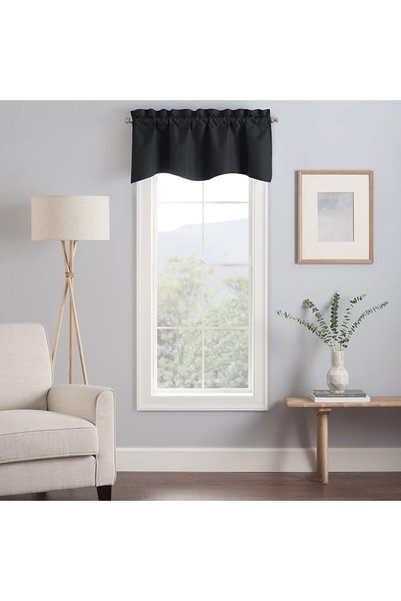 Eclipse Kendall Modern Scalloped Valance Rod Pocket Window Curtain for Kitche...