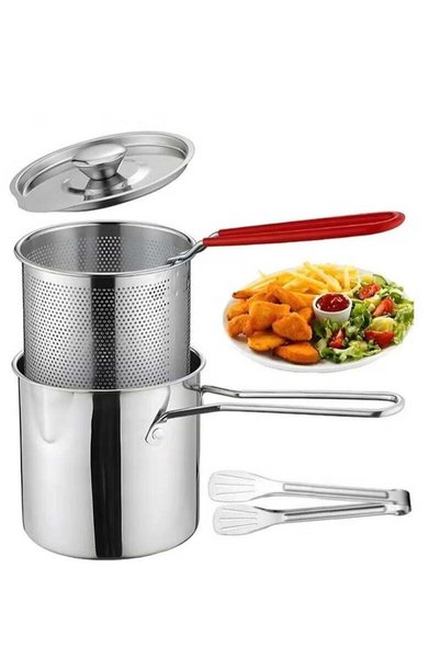 Generic Brand XiuWoo 3PCS ,Deep Fryer Pot, 1.2L 304 Stainless Steel Japanese ...