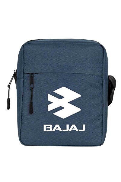 CrowsGate Geantă de umăr Bajaj cu logo alb, culoare bleumarin