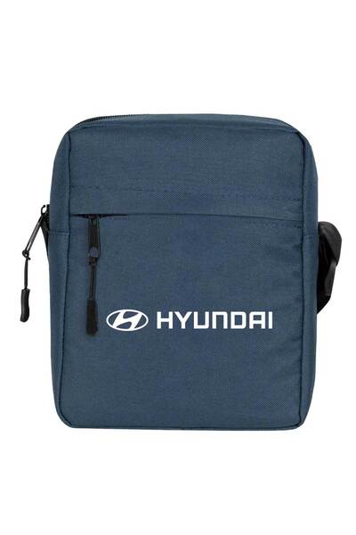 CrowsGate Geantă de umăr Hyundai cu logo text, culoare bleumarin