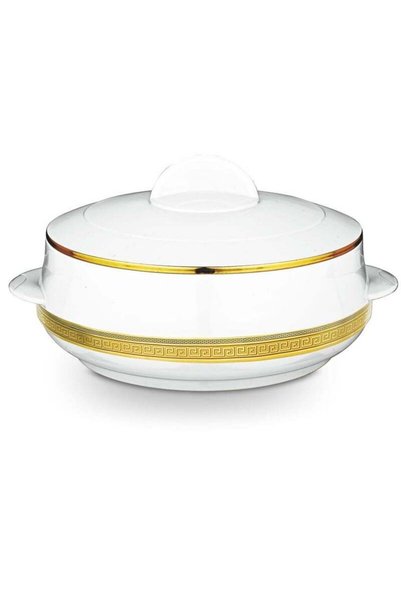 Generic Brand Asian 2500ML Stainless Steel White Insulated Casserole With Gol...