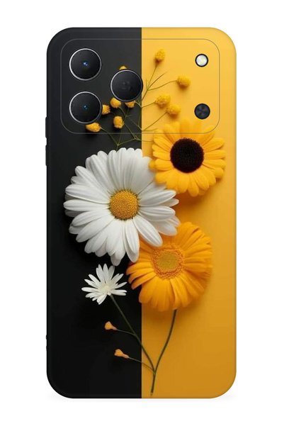 TECNO Spark 50 4G Kılıf Boutique Baskılı Resimli Sarı Beyaz Çiçek Pcode -044