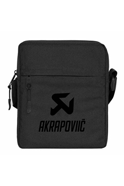 CrowsGate Geantă de umăr Akrapovic cu logo negru, culoare neagră