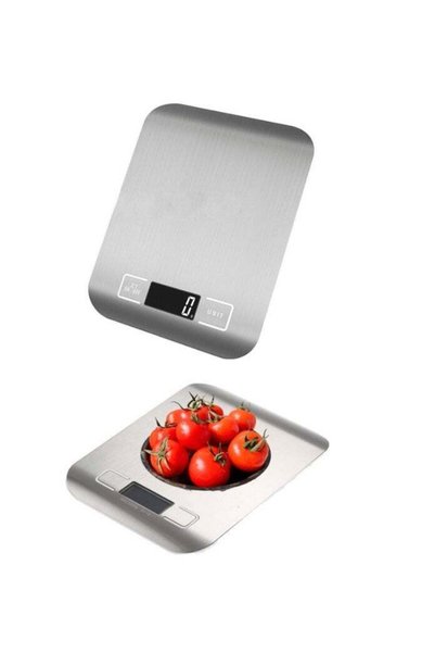 Generic Brand 5 kg precision digital kitchen scale LCD screen, silver stainle...