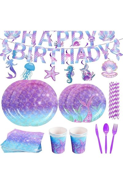 Soofam 97Pcs Mermaid Birthday Party Decorations Set, Mermaid Party Supplies I...