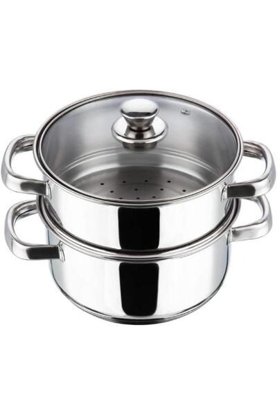 Generic Brand VINOD Stainless Steel 2-Tier Steamer with Glass Lid, 18 cm | 2....