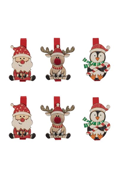 OEM Cleștișori Decorativi din Lemn de Crăciun cu Figurine – 6 buc. – Accesori...
