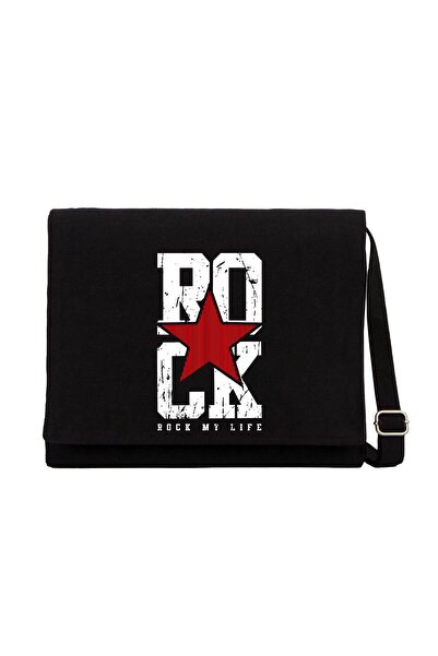 CrowsGate Rock My Life Черна платнена месинджър чанта