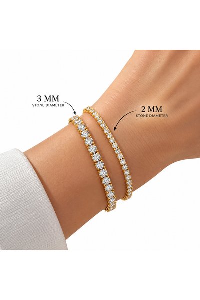 Generic Brand Brățară Tennis aurie, cu zirconii transparente de 2 sau 3 mm în...