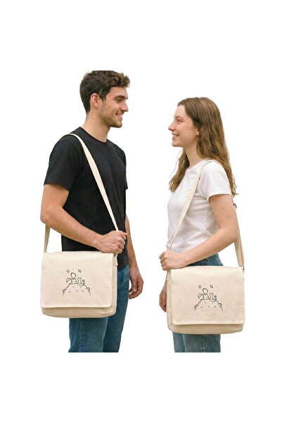 CrowsGate The Little Prince Lover Couple Messenger Bag Canvas Cream Canvas Me...