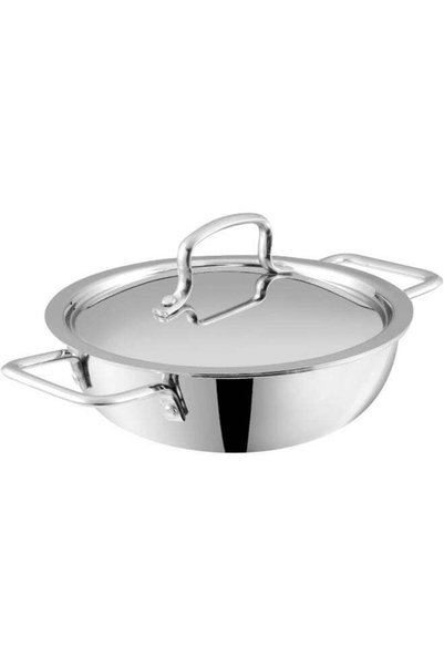 Generic Brand VINOD Platinum Triply Stainless Steel Extra Deep Kadai with Lid...