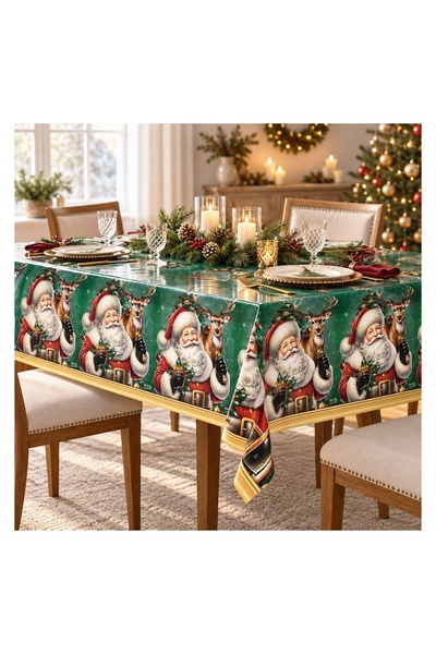 OEM Față de Masă din Plastic Moș Crăciun si Ren 180x120 cm – Masă Festivă