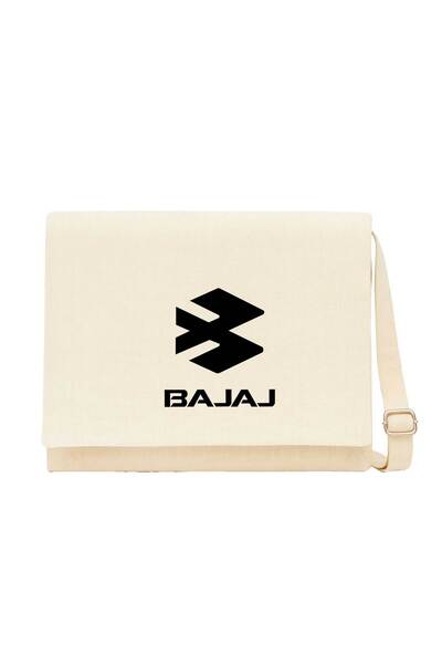 CrowsGate Bajaj Black Logo Cream Messenger Bag Cream Canvas Messenger Bag