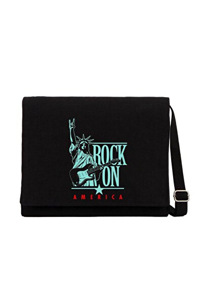 CrowsGate Rock on America Black Messenger Bag Black Canvas Messenger Bag