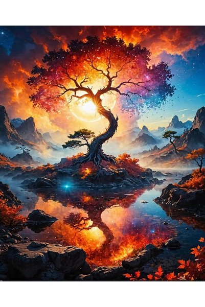 SYOSI Tree Paint by Numbers Kit for Adults, DIY Acrylic Oil Painting Set with...
