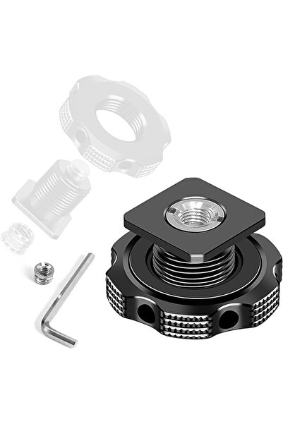 GENERAL Cold Shoe Adapter with Dual 1/4 & 3/8 Screw Mount – Aluminum Alloy Ca...