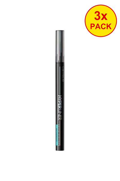 Catrice 3x PACK Waterproof Eye Eyeliner Brush Type Hyper Liner - 010 Ever Black,