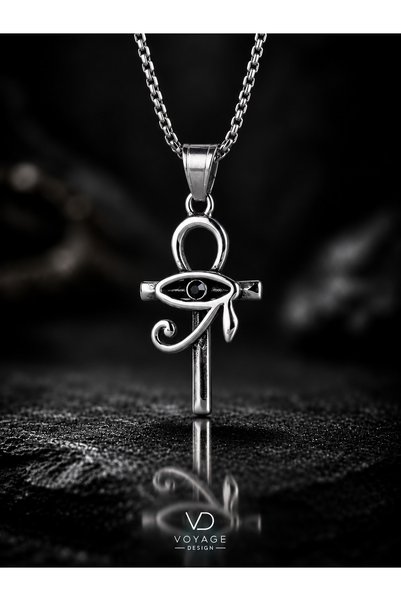 voyageaccessory Paslanmaz Çelik Mısır Sembolü Horus'un Gözü Yaşam Anahtarı Ankh Kolye