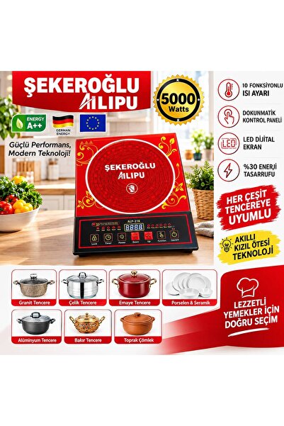 Winesso Şekeroğlu Alipu 5000W Kızılötesi Elektrikli Ocak, Dokunmatik Kontroll...