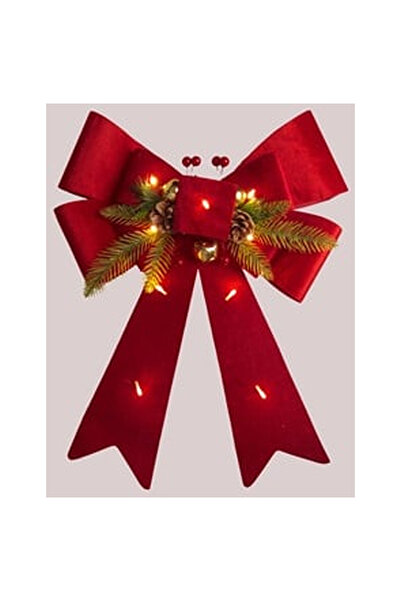 OEM Funda Decorativa de Craciun Rosie Catifelata cu Lumina 33x43cm