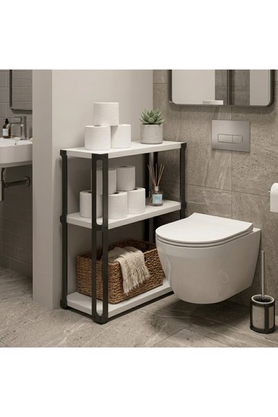 E VATAN DAR ALAN RAFI METAL AYAKLI TUVALET BANYO DÜZENLEYİCİ DAR ALAN DÜZENLE...